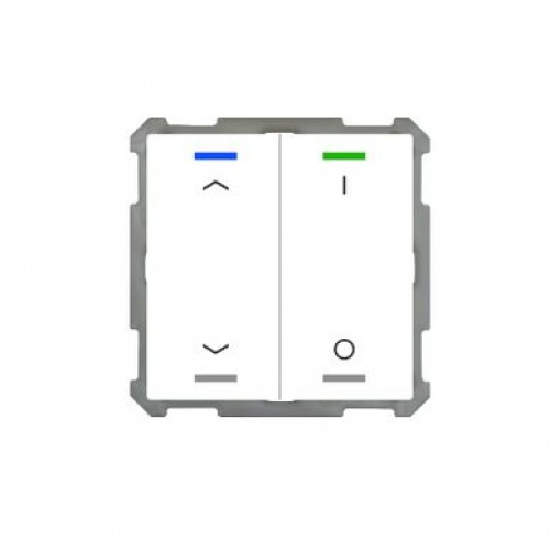 63MM KNX PUSH BUTTON LITE 2-FOLD RGBW WHITE (GLOSS) UP/DOWN (L) + I/O SYMBOL (R)