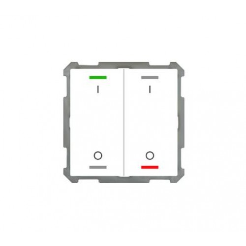 63MM KNX PUSH BUTTON LITE 2-FOLD RGBW WHITE (GLOSS) I/O SYMBOL WITH TEMPERATURE SENSOR