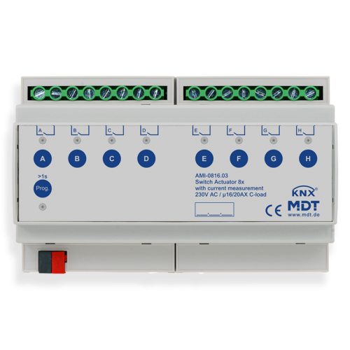 KNX SWITCH ACTUATOR 8F 16/20A 230VAC C-LOAD AMI INDUSTRIE 200ΜF CURRENT MEASUREMENT