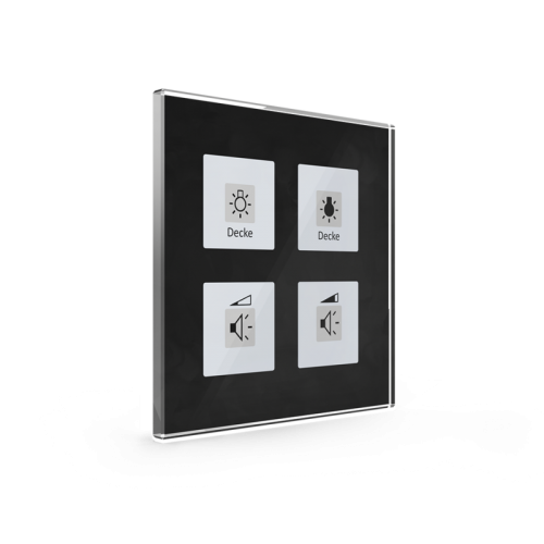 GLASS PUSH BUTTON PLUS 4-FOLD BLACK