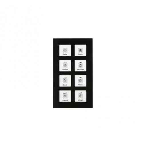 GLASS PUSH BUTTON PLUS 8-FOLD BLACK WITH TEMPERATURE SENSOR