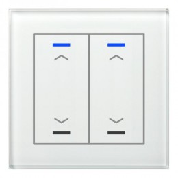 KNX GLASS PUSH BUTTON II LITE 2-FOLD RGBW WHITE UP/DOWN SYMBOL
