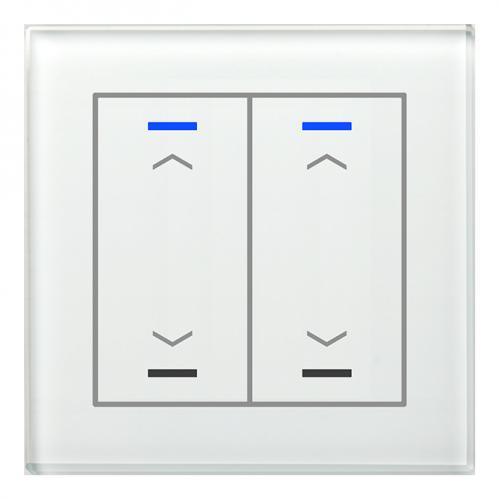 KNX GLASS PUSH BUTTON II LITE 2-FOLD RGBW WHITE UP/DOWN SYMBOL