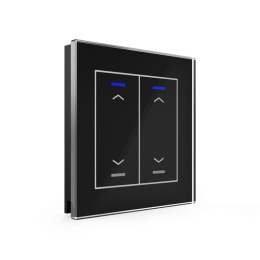 KNX GLASS PUSH BUTTON II LITE 2-FOLD RGBW BLACK UP/DOWN SYMBOL