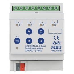 KNX SWITCH ACTUATOR 4F 16A 230VAC C-LOAD STANDARD 140ΜF