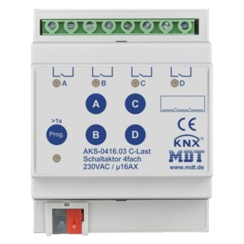 KNX SWITCH ACTUATOR 4F 16A 230VAC C-LOAD STANDARD 140ΜF