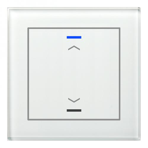 KNX GLASS PUSH BUTTON II LITE 1-FOLD RGBW WHITE UP/DOWN SYMBOL