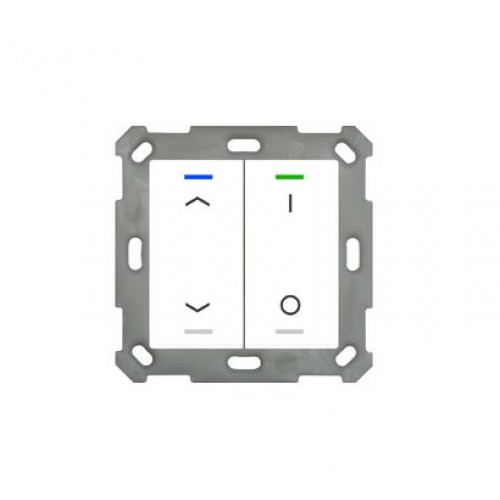 55MM KNX PUSH BUTTON LITE 2-FOLD RGBW WHITE (GLOSS) UP/DOWN (L) + I/O SYMBOL (R)