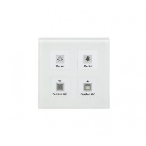 GLASS PUSH BUTTON PLUS 4-FOLD WHITE