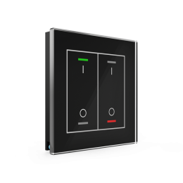 KNX GLASS PUSH BUTTON II LITE 2-FOLD RGBW BLACK I/O SYMBOL WITH TEMPERATURE SENSOR