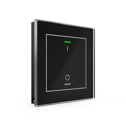 KNX GLASS PUSH BUTTON II LITE 1-FOLD RGBW BLACK I/O SYMBOL WITH TEMPERATURE SENSOR