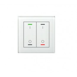 KNX GLASS PUSH BUTTON II LITE 2-FOLD RGBW WHITE I/O SYMBOL WITH TEMPERATURE SENSOR