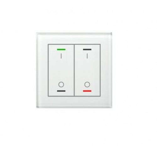 KNX GLASS PUSH BUTTON II LITE 2-FOLD RGBW WHITE I/O SYMBOL WITH TEMPERATURE SENSOR