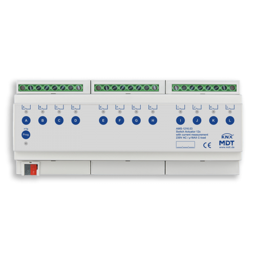 KNX Switch Actuators AMS 16 A with current measurement 12-fold 140ΜF