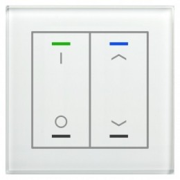 KNX GLASS PUSH BUTTON II LITE 2-FOLD RGBW WHITE UP/DOWN (R) + I/O SYMBOL (L) + TEMPERATURE SENSOR
