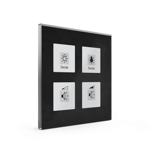 GLASS PUSH BUTTON PLUS 4-FOLD BLACK WITH TEMERATURE SENSOR