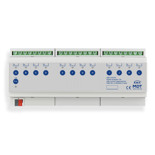 KNX SWITCH ACTUATOR 12F 16/20A 230VAC C-LOAD AMI INDUSTRIE 200ΜF CURRENT MEASUREMENT