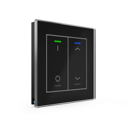KNX GLASS PUSH BUTTON II LITE 2-FOLD RGBW BLACK UP/DOWN (R) + I/O SYMBOL (L) + TEMPERATURE SENSOR