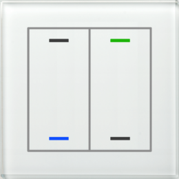 KNX GLASS PUSH BUTTON II LITE 2-FOLD RGBW WHITE WITH TEMPERATURE SENSOR
