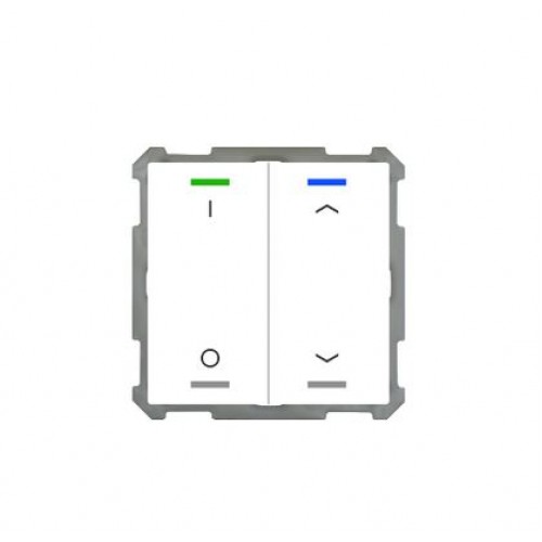 63MM KNX PUSH BUTTON LITE 2-FOLD RGBW WHITE (GLOSS) UP/DOWN (R) + I/O SYMBOL (L) + TEMPERATURE SENSOR