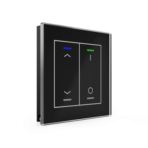 KNX GLASS PUSH BUTTON II LITE 2-FOLD RGBW BLACK Up/Down and I/O SYMBOL WITH TEMPERATURE SENSOR