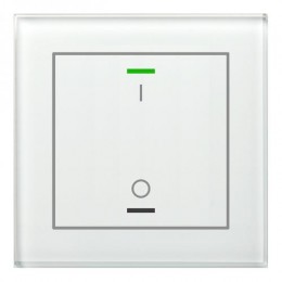 KNX GLASS PUSH BUTTON II LITE 1-FOLD RGBW WHITE I/O SYMBOL WITH TEMPERATURE SENSOR