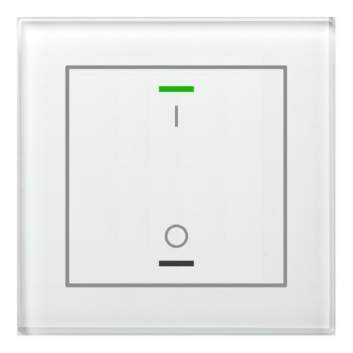 KNX GLASS PUSH BUTTON II LITE 1-FOLD RGBW WHITE I/O SYMBOL WITH TEMPERATURE SENSOR