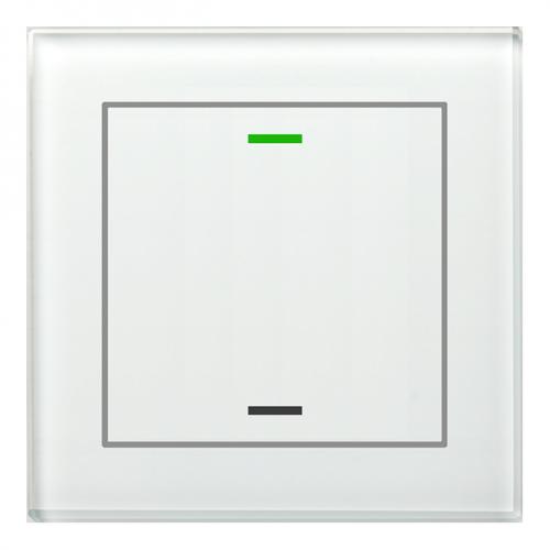 KNX GLASS PUSH BUTTON II LITE 1-FOLD RGBW WHITE WITH TEMPERATURE SENSOR