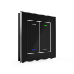 KNX GLASS PUSH BUTTON II LITE 2-FOLD RGBW BLACK Neutral SYMBOL WITH TEMPERATURE SENSOR
