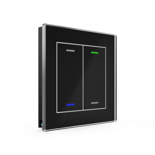 KNX GLASS PUSH BUTTON II LITE 2-FOLD RGBW BLACK Neutral SYMBOL WITH TEMPERATURE SENSOR