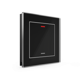 KNX GLASS PUSH BUTTON II LITE 1-FOLD RGBW BLACK WITH TEMPERATURE SENSOR