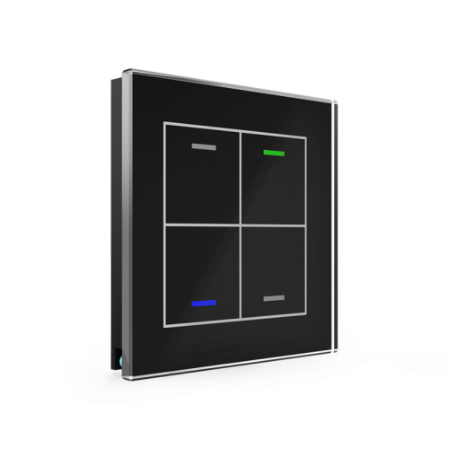 KNX GLASS PUSH BUTTON II LITE 4-FOLD RGBW BLACK NEUTRAL TEMPERATURE SENSOR