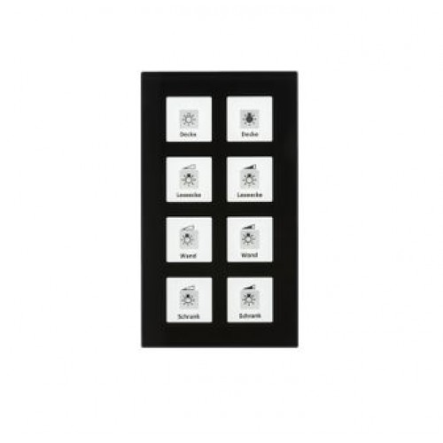 KNX RF+ GLASS PUSH BUTTON PLUS 8-FOLD WITH ACTUATOR BLACK