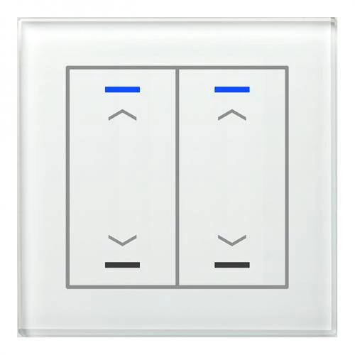 KNX GLASS PUSH BUTTON II LITE 2-FOLD RGBW WHITE UP/DOWN SYMBOL